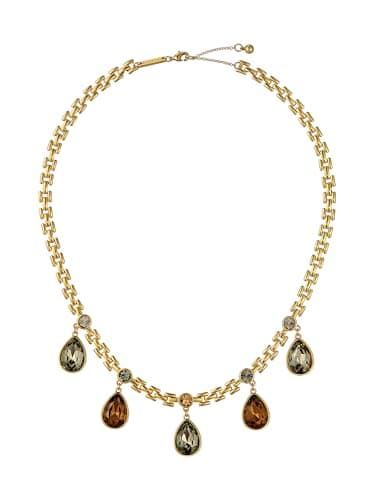 Image of Ted Baker London Davina Crystal Drop Necklace for Women (Gold/Grey & Topaz Crystal)