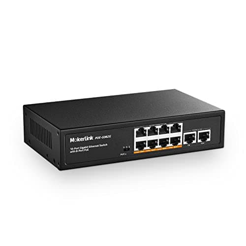 Image of MokerLink 10 Port Gigabit PoE Switch, 8 GE PoE+, 2 GE Uplink, 10/100/1000Mbps, 120W 802.3af/at PoE, Fanless Plug & Play Ethernet Switch (10x1G PoE)