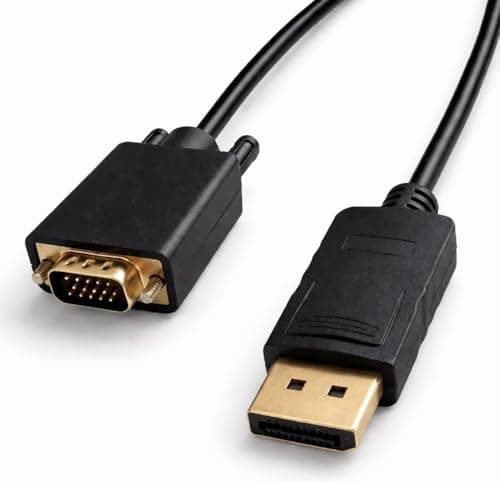 Image of PENCILUPNOSE Display Port Male to VGA Cable 1.8M, 1080P Gold-Plated DP Port Male to Male,Compatible with Laptop, PC, Desktop, Monitor, Projector (Not Bidirectional,Not Compatible with HDMI or USB)