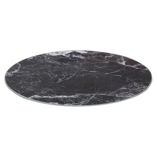 Image of Harbour Housewares Round Glass Chopping Board - 30cm - Black Marble - 1x Tempered Heat-Resistant Home Kitchen Worktop Saver Hob Cooker Stove Top Surface Protector Cover Cutting Boards