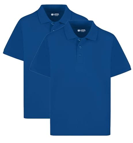 Image of 2PK Classic Boys Plain Ages 3-16y Polo Shirts 100% Cotton Children School T-Shirt Tee Shirt Uniform Summer Royal Blue