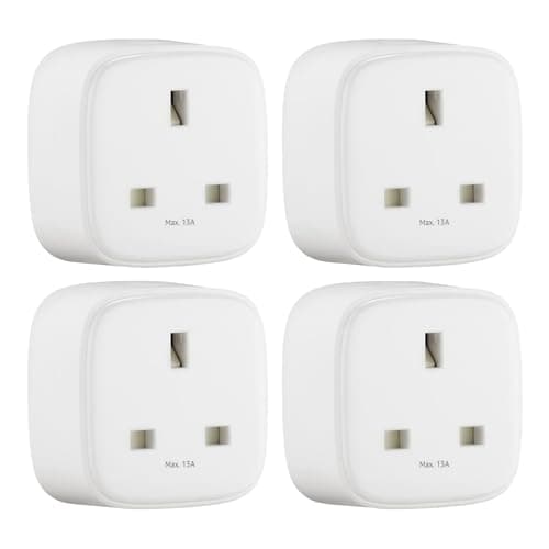 Image of Amazon Basics Single Outlet Indoor Wi-Fi Smart Plug, works with Alexa only, 4 Pack, White, UK