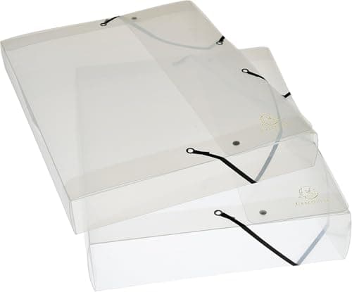 Image of Exacompta - Ref 5962E - Crystal PP Filing Box - 250 x 330mm in Size, Suitable for A4 Documents, 25mm Spine, Elastic Strap Closures, Polypropylene - Clear