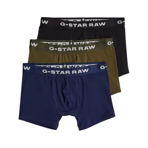 Image of G-STAR Men's Boxer Briefs 3 Pack Multiple, Multicolour (dk black/imperial blue/shadow olive D23774-D516-G163), L