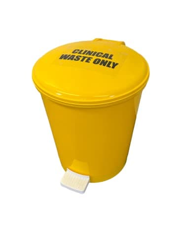Image of Chabrias Ltd White Waste Bin With Removable Liner, 3-40 Litre, Recycling Bin, Commercial Utility Waste, Pedal Bin, Indoor Bins For Kitchen, (Yellow Clinical Waste, 20 Litre)