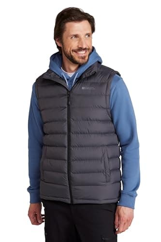 Image of Mountain Warehouse Seasons Mens Padded Gilet - Water Resistant Gilet, Body Warmer, Lightweight Jacket, Easy to Store Coat - For Spring Summer Travelling, Walking Charcoal XL