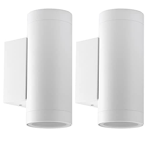 Image of Klighten 2 pcs Outdoor Wall Light IP65 Up Down Outside Wall Lighting Modern Aluminum Wall Lamp for Garden Entrance Corridor Courtyard, Socket GU10, White, Bulb not Included