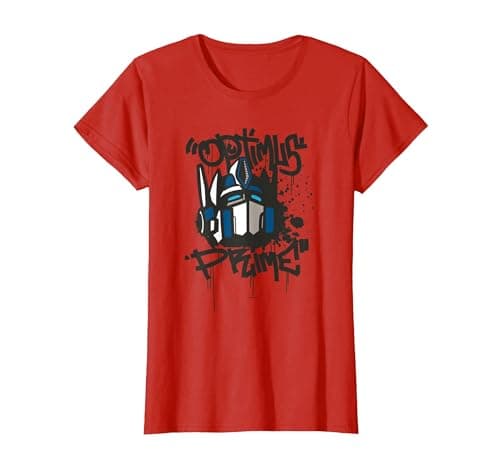 Image of Transformers Classic Optimus Prime Graffiti Face Portrait T-Shirt, Women, Red, XX-Large