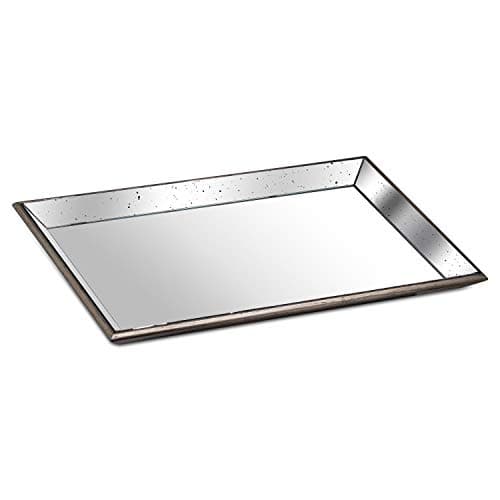 Image of Hill 1975 Astor Distressed Large Mirrored Tray With Wooden Detailing