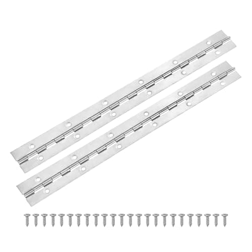 Image of M METERXITY 2-Pack Piano Hinges, 12 Inch / 300mm Stainless Steel Continuous Piano Hinge with Holes and Screws for Cabinets Door/Storage Box [1.2X 0.04/ 30x 1mm Open Width Thick, Silver Tone]