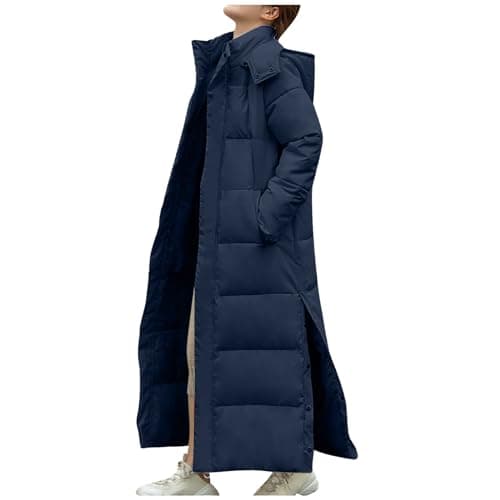 Image of Generic Winter Coats For Women UK Clearance Maxi Long Hooded Puffer Quilted Parka Coat Warm Winter Jacket Elegant Long Sleeve Down Longline Padded Puffer Coat Cardigans