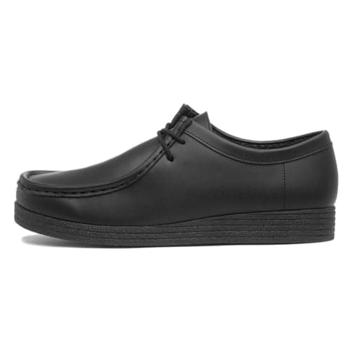 Image of Red Fish Unisex Wallabee Black Coated Leather Shoe - Size 11 UK - Black