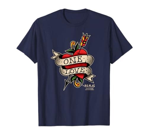 Image of Official Nas One Love Tattoo Hip Hop Retro Rap Classic T-Shirt