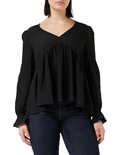 Image of French Connection Women's Crepe Light V Neck Top Blouse, Black, L
