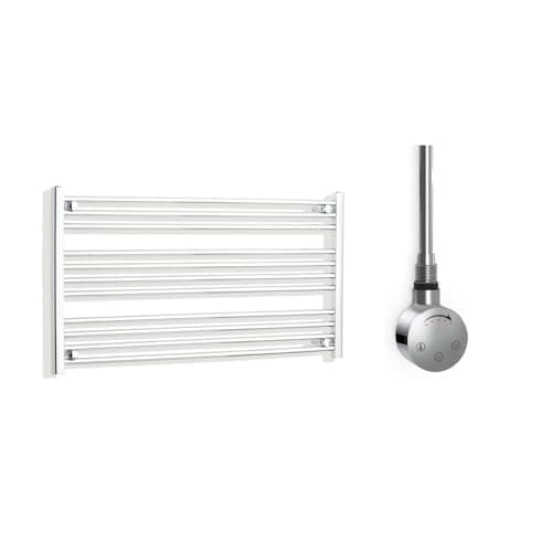 Image of Companyblue 1000 x 600mm Sparkling Chrome Electric Heated Towel Rail with Thermostatic Heating Element - Ultra-Wide Space-saving Horizontal Radiator - Pre-Filled Electric Towel Warmer