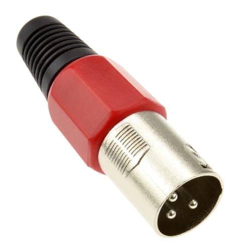 Image of kenable XLR 3 Pin Male Microphone Solder Termination Plug for 8mm Cables Red