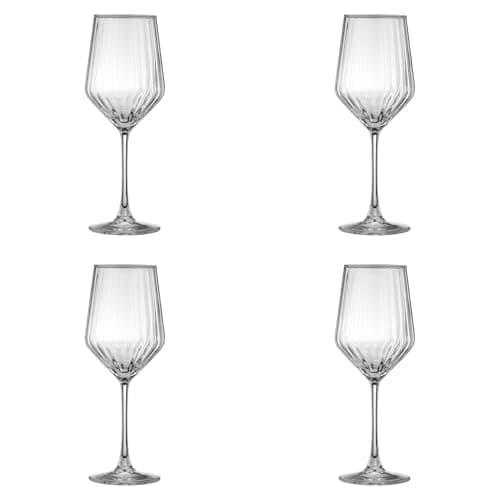 Image of Ravenhead Luxe Set of 4 Red Wine Glasses | 500ml Recycled Glass with Fluted Embossed Design | 50cl Elegant Wine Glass Set for Dining & Entertaining, Dishwasher Safe