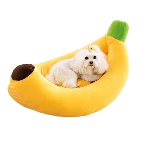 Image of ITODA Cute Banana Cat Bed House Pet Indoor Soft Warm Cuddle Bed Dog Puppy Kitty Nest House Cozy Sleeping Beds Washable Pet Cave Snooze Beds Hut for Cats and Small Dogs
