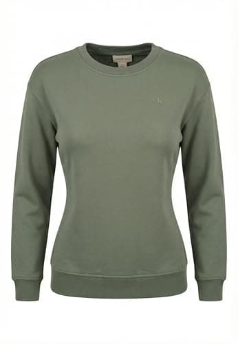 Image of Calvin Klein Women's LS ARCHIVE LOGO FRENCH TERRY RLX LV047B236G Sweatshirts, GREY (Autumn Green), M
