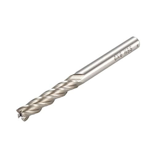 Image of sourcingmap 6x6x24x68mm Helical Groove 4 Flutes HSS-AL Cutter End Mill Gray