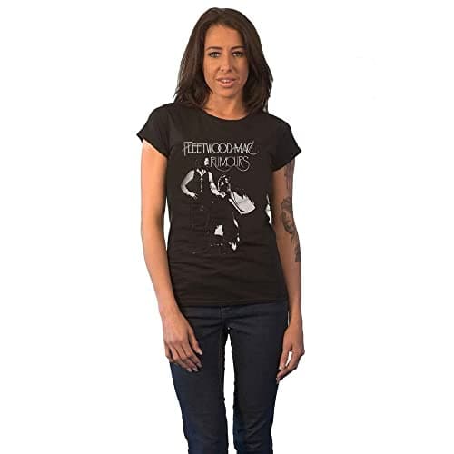 Image of Fleetwood Mac T Shirt Rumours Band Logo Official Womens Skinny Fit Black S