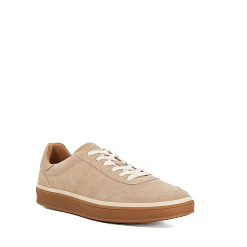 Image of Dune London Mens Tony Wide Fit Suede Lace-Up Trainers Size UK 7 Suede Beige