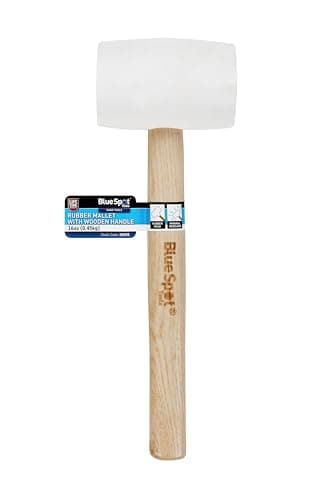 Image of Blue Spot Tools 26530 White Rubber Mallet with Wooden Handle 16oz (0.45KG)