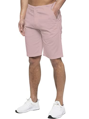 Image of 989Zé ENZO Mens Chino Shorts Cotton Regular Fit Summer Casual Smart Half Pants EZS429 Pink 36
