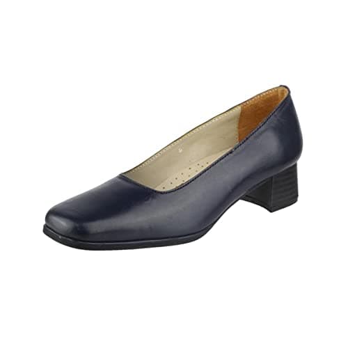 Image of Amblers Safety Female Walford Ladies Leather Court, Navy, Size UK 4