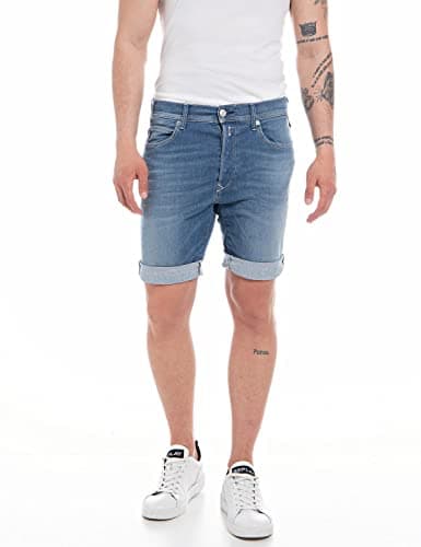 Image of REPLAY Adult MA981Y Rbj.901 Short Recycled 360 Denim, Medium Blue 009, 32W
