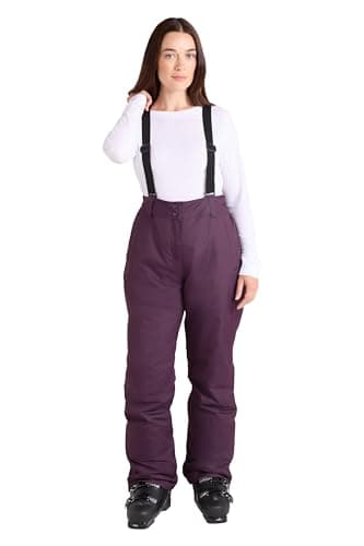 Image of Mountain Warehouse Moon Womens Ski Pants - Isotherm, Microfibre Insulated & Snowproof Trousers, Adjustable Waist & Detachable Braces - for Skiing, Snowboarding Dark Purple Women's Size 10