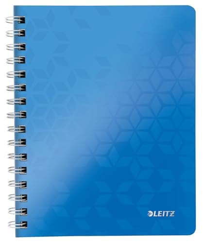 Image of Leitz 41390031 A5 Flexible Cover Notebook, Blue (Wire Bound, 80 Sheets, Ruled, 90 gsm Ivory Paper, Wow Range), Pack of 1
