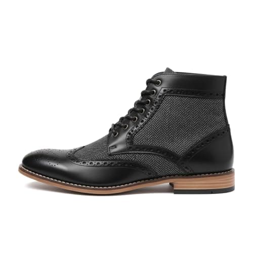 Image of TruClothing Men’s Wingtip Brogue Ankle Boots Leather Lined Chukka Dress Shoes - Black 11
