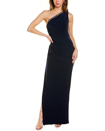 Image of Adrianna Papell Women's ONE Shoulder Jersey Gown, Midnight, 12