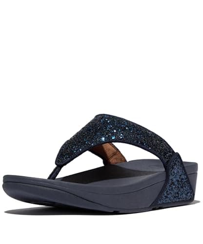 Image of Fitflop Women's Lulu Glitter Flip Flops, Toe-Post Sandals, Comfortable with Natural Arch Support - Midnight Navy - 4 UK