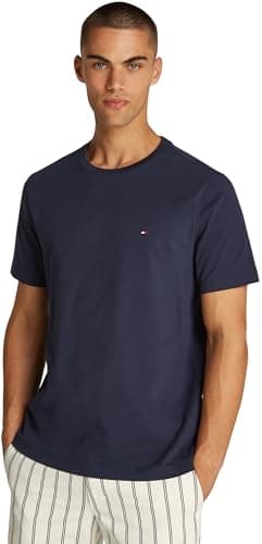 Image of Tommy Hilfiger Men’s Short Sleeve Round Neck Essential Regular Fit T-Shirt, Blue (Desert Sky), XL