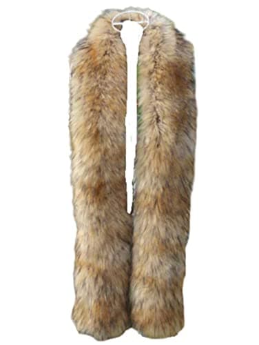 Image of LDFWAY Long Faux Fur Scarf Wrap Stole Shawl Shrug Men Women Winter Warm Collar Scarves (Brown)