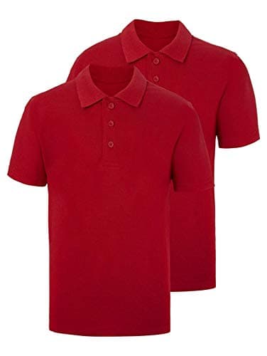 Image of 2PK Classic Boys Plain Ages 3-16y Polo Shirts 100% Cotton Children School T-Shirt Tee Shirt Uniform Summer Red