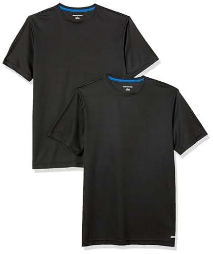 Image of Amazon Essentials Men's Active Performance Tech Running Gym T-Shirt (Available in Big & Tall), Pack of 2, Black, L