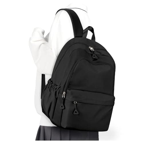 Image of winspansy School Backpack for Women School Bags for Girls Boys Kids Rucksack Waterproof Lightweigh Simple Cute Casual Daypack 14 Inch Laptop Backpack for College Work -Black