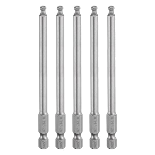 Image of sourcing map 5pcs Ball End Hex Screwdriver Bit 4mm (H4.0) Tip 1/4" Hex Shank 100mm (4") Long Magnetic Ball Head Bits Industrial Grade S2 Steel Metric Screw Driver Bit