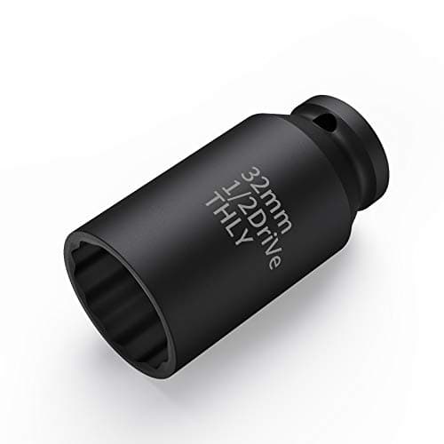 Image of 32mm Socket 1/2 Drive, Axle Nut 1/2 Inch Metric Impact 12-Point Deep Socket Set, CR-MO for Easy Removal of Axle Shaft Nuts (32MM)