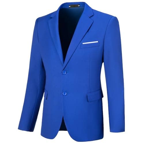 Image of Blazer for Men Casual Mens Suit Jacket Slim Fit Men's Suit Outfit Notch Lapel Men's Sport Coats & Blazers, Royal Blue, Medium