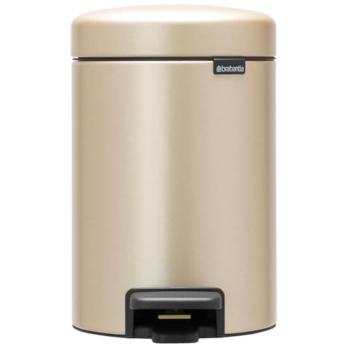 Image of Brabantia NewIcon Pedal Bin 3 L (Metallic Gold) Soft-Closure Bathroom Rubbish Bin, Removable Inner Bucket + Free Binbags