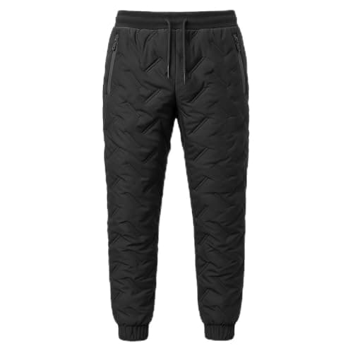 Image of LABEL APPAREL Mens Joggers Fleece Lined Water Repellent Winter Trousers with Zipped Pockets Thermal Sherpa Jogging Bottom with Elastic Waist Warm Tracksuit Bottoms Thick Sweatpants (Black-Large)