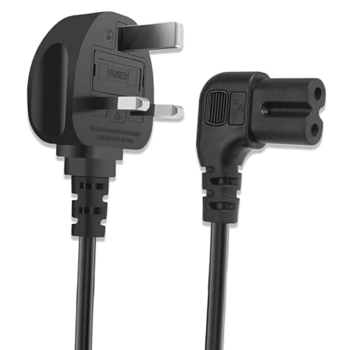 Image of 2M Figure 8 Power Lead, Compatible with Samsung TV, 90 Degree 2 Pin Power Cable, IEC C7 Power Cable/Connector/Mains/Supply/Cord with Fused Plug for TV Xbox Game Console LG Monitor PS5 PS4, Black