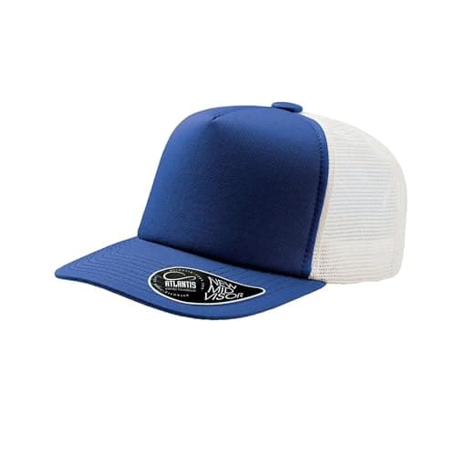 Image of Atlantis Record Mid Visor 5 Panel Trucker Cap (Pack of 2) (One Size) (Royal)