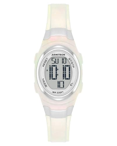 Image of Armitron Sport Women's Digital Chronograph Resin Strap Watch, 45/7034, Pearlescent White, 45/7034PWT