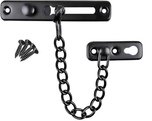 Image of Litensh Door Chain Lock, Stainless Steel Door Guard Anti-Theft Press Lock, Chain Door Guard Lock Latch Sliding Lock for Hotel Home Living Motel Apartment Bedroom Black