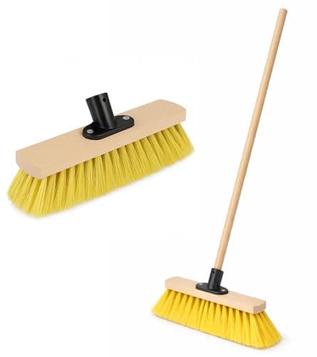 Image of BH | 12" Soft Bristle Broom with 1.2M Long Handle | Cream | Indoor Sweeping Brush for Tiles, Wood, Laminate Floors | Wooden Broom for Home, Kitchen, Patio, Garden & Office Cleaning - By BEST HOUSE